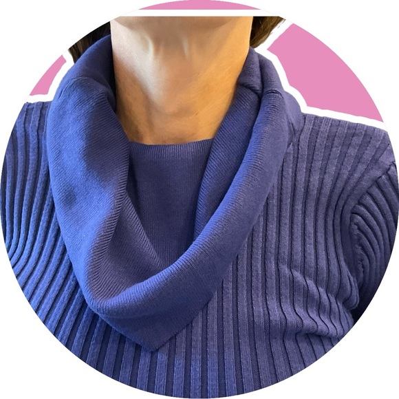 Cowl Neck Sweater, blue, soft, stretchy for multi size fit, w/ sunscreen, Sz S - Picture 3 of 8
